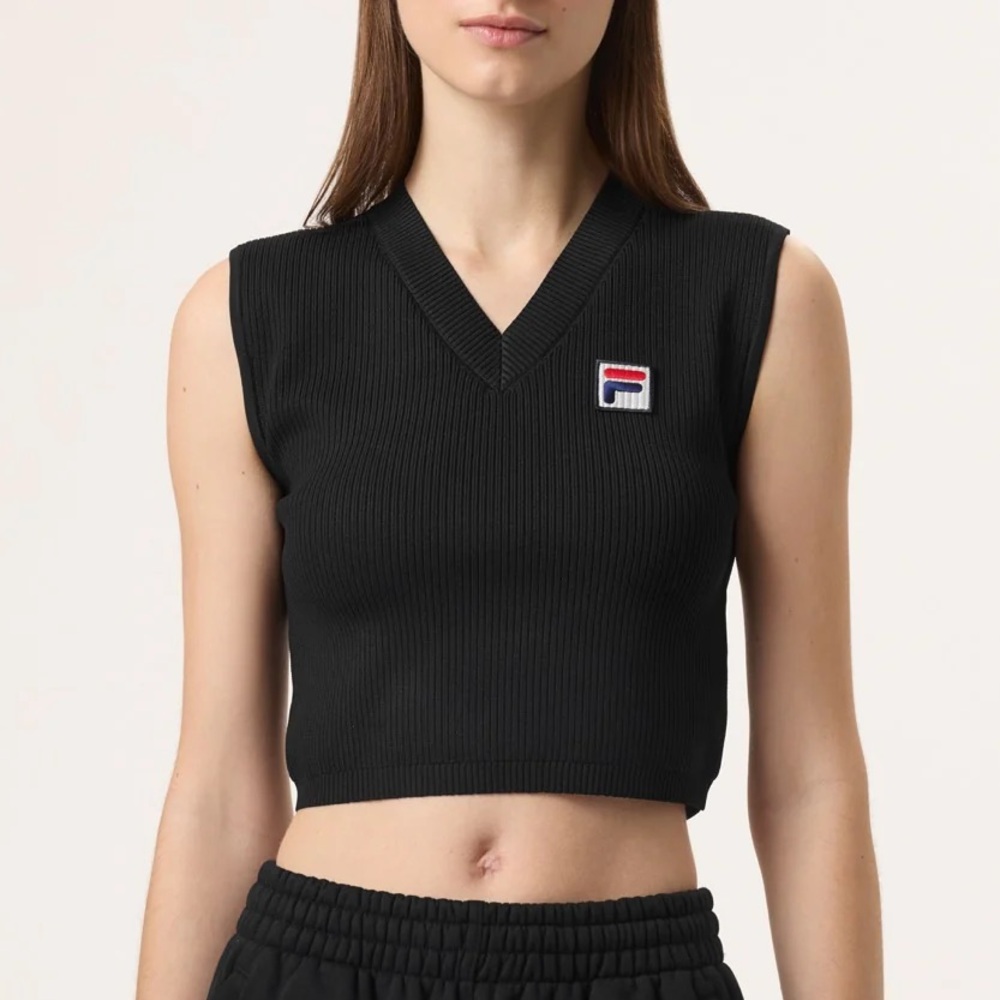 FILA x Hailey Bieber Ribbed Cropped Sweater Vest Baby Tank Top